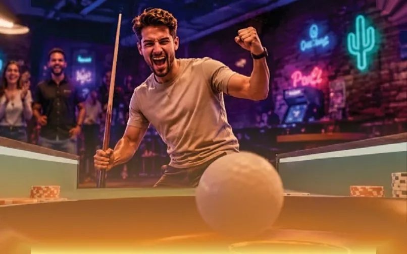 A player celebrating a trick shot